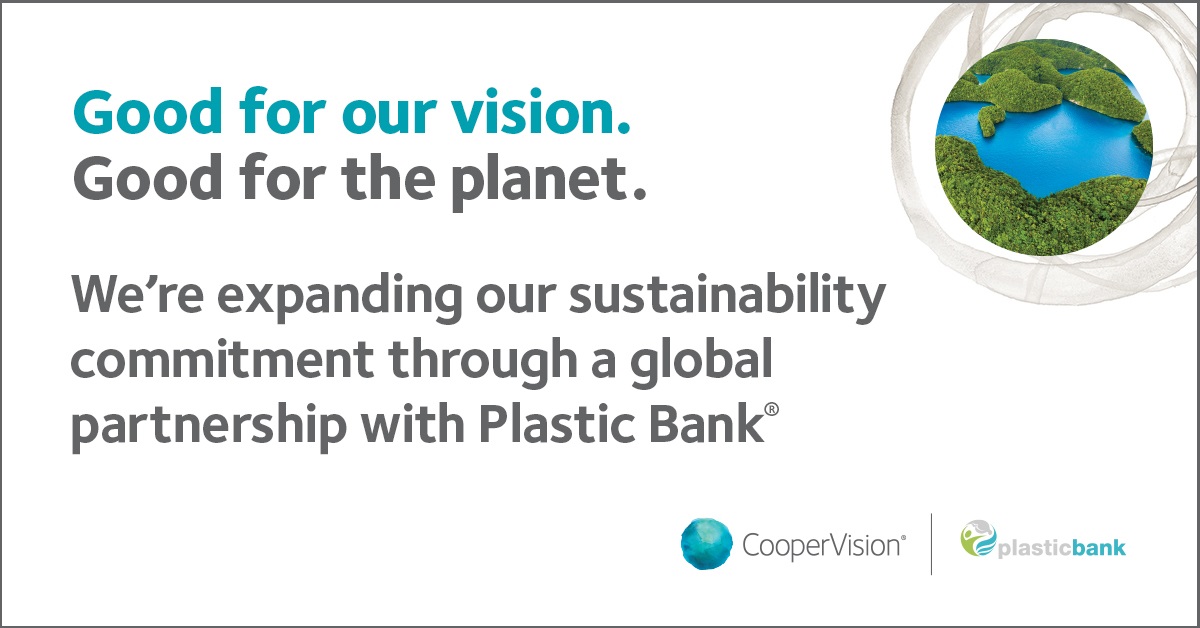 CooperVision erweitert Engagement für Nachhaltigkeit: Globale Partnerschaft mit Plastic Bank®.